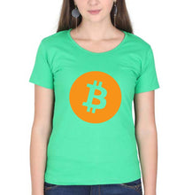 Load image into Gallery viewer, Cryptocurrency Bitcoin T-Shirt for Women-Flag Green-Ektarfa.online
