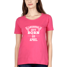 Load image into Gallery viewer, Legends are Born in April T-Shirt for Women-Pink-Ektarfa.online
