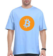 Load image into Gallery viewer, Cryptocurrency Bitcoin Oversized T-Shirt for Men-Baby Blue-Ektarfa.online
