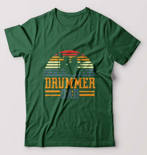 Drummer Dad T-Shirt for Men-Bottle Green-Ektarfa.online