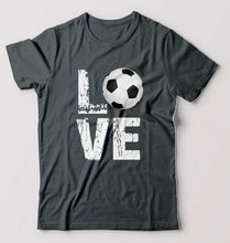 Load image into Gallery viewer, Love Football T-Shirt for Men-S(38 Inches)-Steel grey-Ektarfa.online
