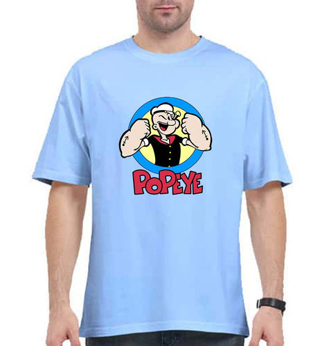 Popeye Oversized T-Shirt for Men-Baby Blue-Ektarfa.online