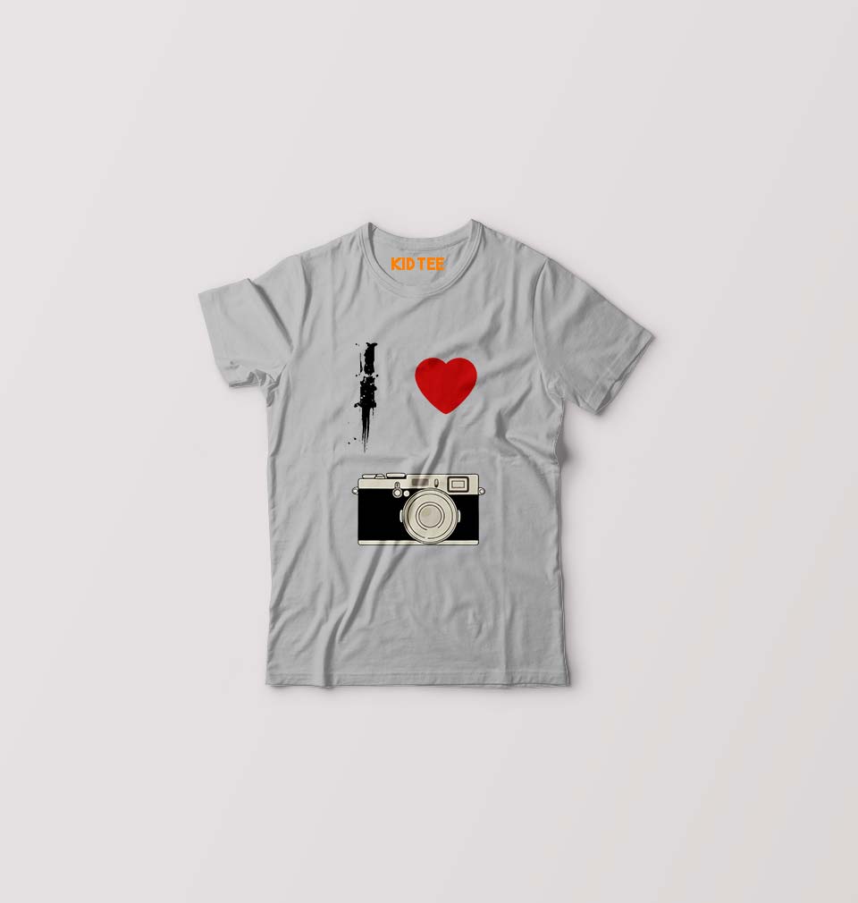 I love camera Kids T-Shirt for Boy/Girl-Grey-Ektarfa.online