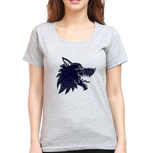 Wolf T-Shirt for Women-Grey Melange-Ektarfa.online