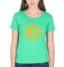 Load image into Gallery viewer, Cryptocurrency Bitcoin T-Shirt for Women-Flag Green-Ektarfa.online

