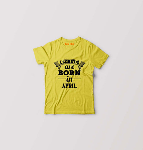 Legends are Born in April Kids T-Shirt for Boy/Girl-Yellow-Ektarfa.online