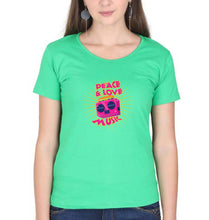 Load image into Gallery viewer, Psychedelic Music Peace Love T-Shirt for Women-flag green-Ektarfa.online
