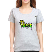 Load image into Gallery viewer, Graffiti Peace T-Shirt for Women-Grey Melange-Ektarfa.online

