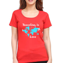 Load image into Gallery viewer, Traveling is Love T-Shirt for Women-Red-Ektarfa.online
