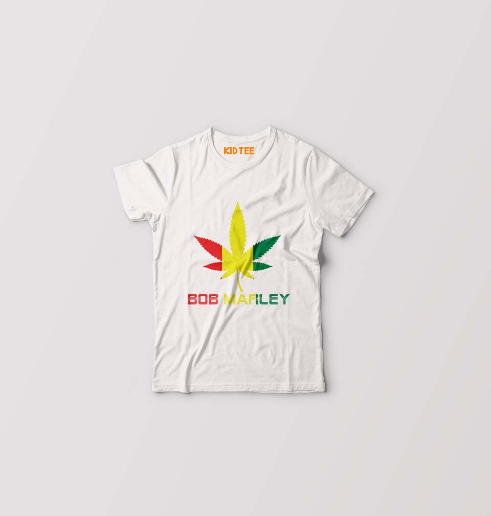 Bob Marley Weed Kids T-Shirt for Boy/Girl-White-Ektarfa.online
