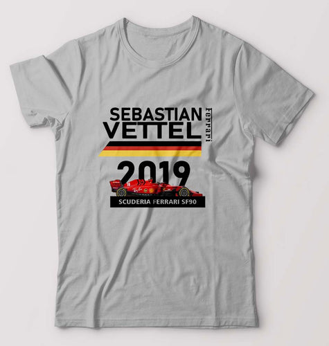 Sebastian Vettel F1 Ferrari T-Shirt for Men-Grey Melange-Ektarfa.online