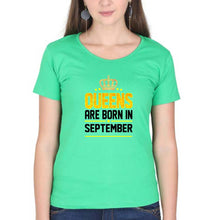 Load image into Gallery viewer, Queens Are Born In September T-Shirt for Women-Flag Green-Ektarfa.online
