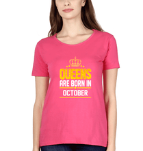 Load image into Gallery viewer, Queens Are Born In October T-Shirt for Women-Pink-Ektarfa.online
