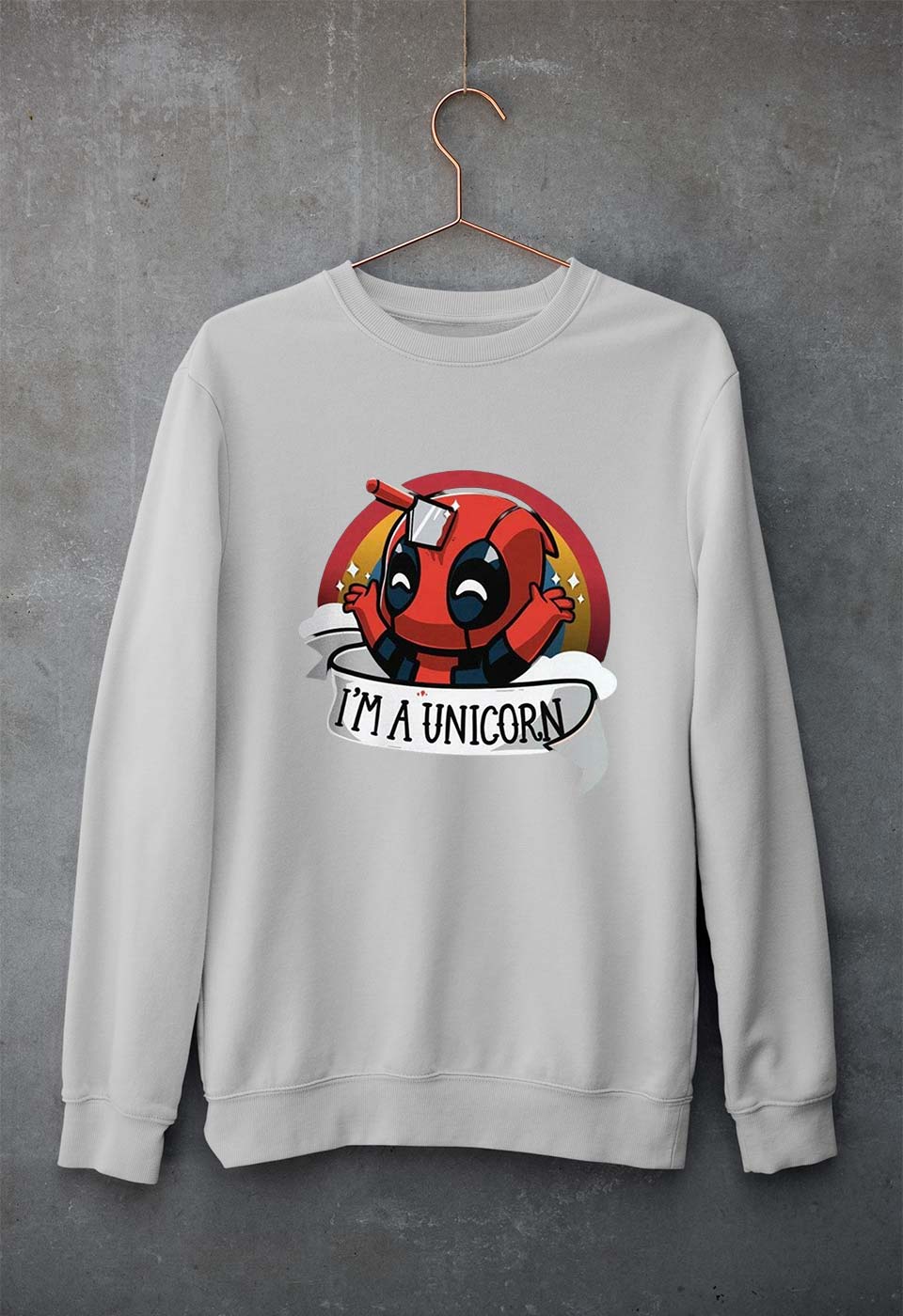Deadpool Unicorn Unisex Sweatshirt for Men/Women-Grey Melange-Ektarfa.online