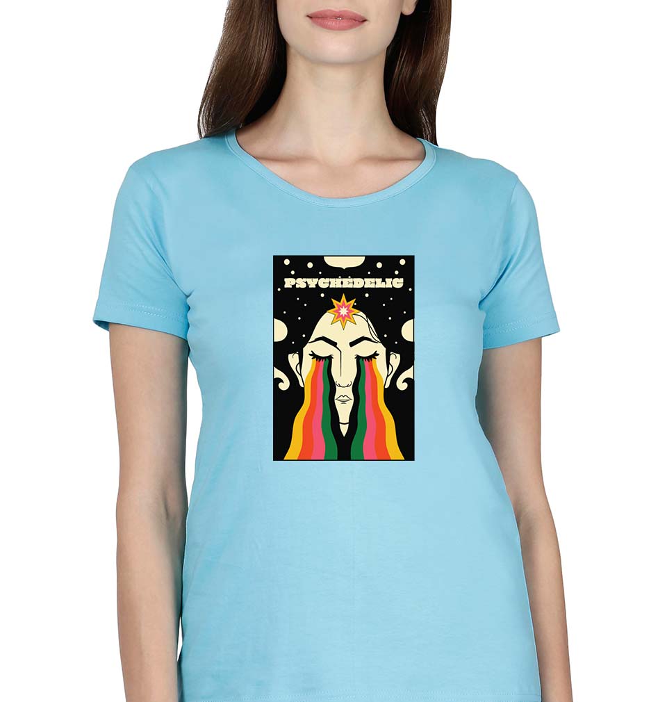 Psychedelic T-Shirt for Women-SkyBlue-Ektarfa.online