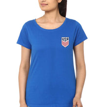 Load image into Gallery viewer, USA Football T-Shirt for Women-Royal Blue-Ektarfa.online
