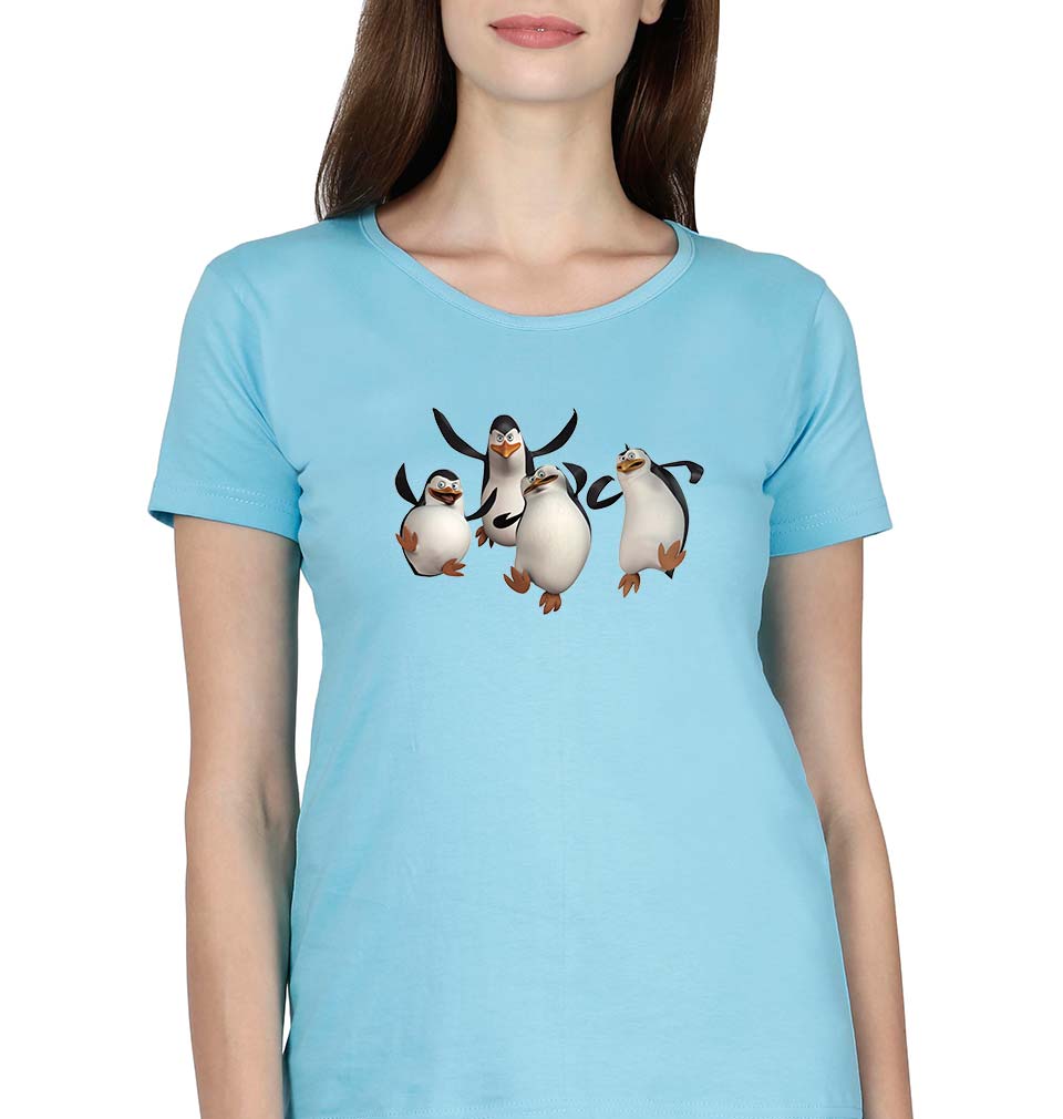 Penguins of Madagascar T-Shirt for Women-SkyBlue-Ektarfa.online