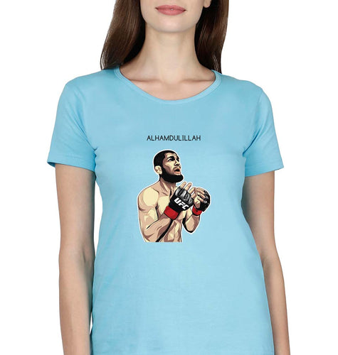Khabib Nurmagomedov T-Shirt for Women-SkyBlue-Ektarfa.online