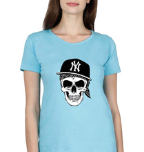 Load image into Gallery viewer, Hip Hop Skull NY T-Shirt for Women-Light Blue-Ektarfa.online
