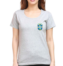 Load image into Gallery viewer, Brazil Football T-Shirt for Women-Grey Melange-Ektarfa.online
