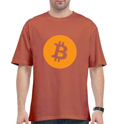 Cryptocurrency Bitcoin Oversized T-Shirt for Men-Coral-Ektarfa.online