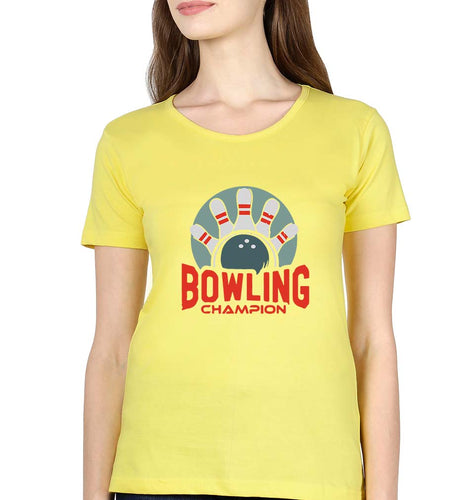 Bowling Champion T-Shirt for Women-Yellow-Ektarfa.online