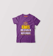 Load image into Gallery viewer, Kings Are Born In November Kids T-Shirt for Boy/Girl-Purple-Ektarfa.online
