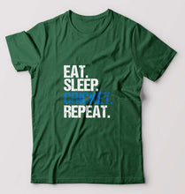 Load image into Gallery viewer, Eat Sleep Cricket Repeat T-Shirt for Men-Bottle Green-Ektarfa.online
