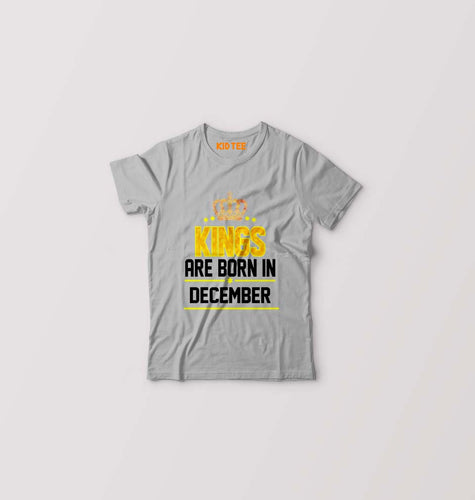 Kings Are Born In December Kids T-Shirt for Boy/Girl-Grey-Ektarfa.online