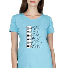 Load image into Gallery viewer, Piano T-Shirt for Women-Light Blue-Ektarfa.online
