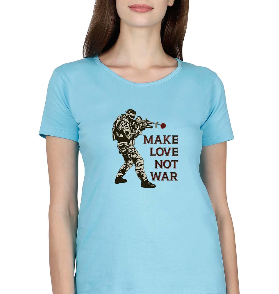 Guns N' Roses Make Love Not War T-Shirt for Women-SkyBlue-Ektarfa.online