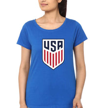 Load image into Gallery viewer, USA Football T-Shirt for Women-Royal Blue-Ektarfa.online
