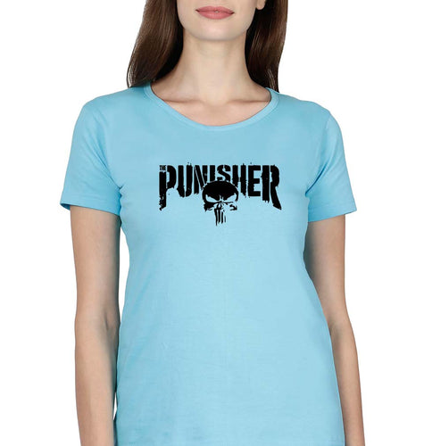 Punisher T-Shirt for Women-Light Blue-Ektarfa.online