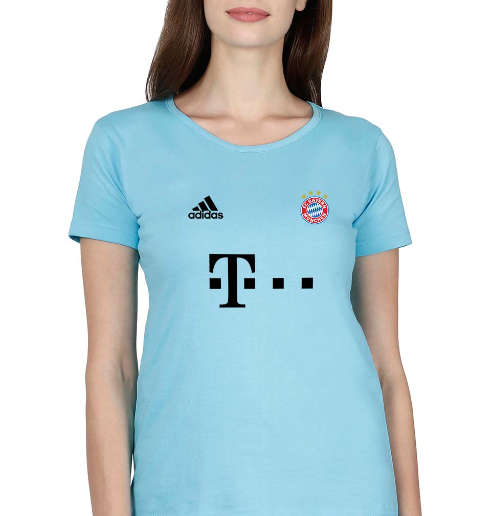 FC Bayern Munich 2021-22 T-Shirt for Women-SkyBlue-Ektarfa.online
