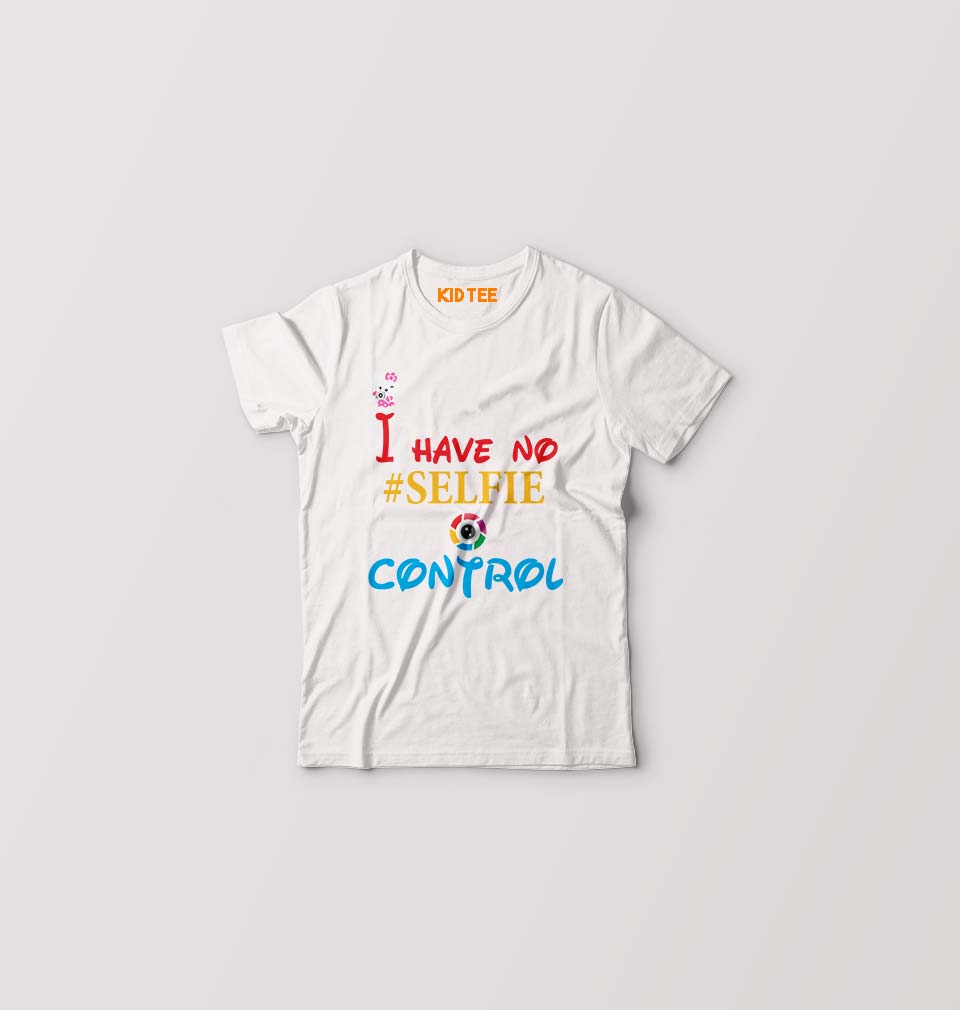I Have No Selfie Control T-Shirt for Boy/Girl-White-Ektarfa.online