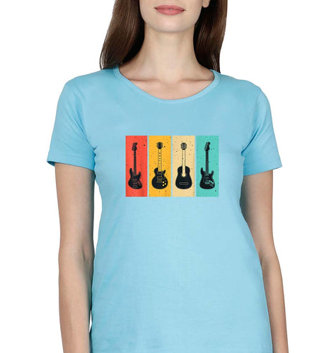 Guitar T-Shirt for Women-Light Blue-Ektarfa.online