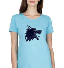 Load image into Gallery viewer, Wolf T-Shirt for Women-Light Blue-Ektarfa.online
