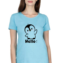 Load image into Gallery viewer, Penguin Hello T-Shirt for Women-Light Blue-Ektarfa.online
