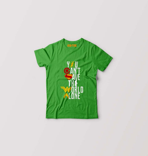 You Can't Save The World Alone Justice League Kids T-Shirt for Boy/Girl-Flag Green-Ektarfa.online