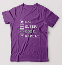 Load image into Gallery viewer, Eat Sleep Code Repeat T-Shirt for Men-Purple-Ektarfa.online
