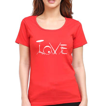 Load image into Gallery viewer, Love Drum T-Shirt for Women-Red-Ektarfa.online
