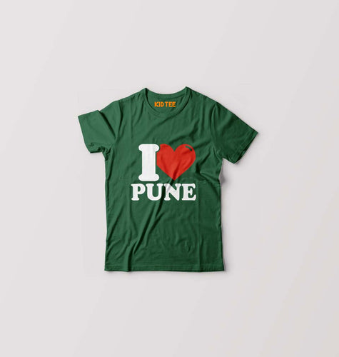 I Love Pune Kids T-Shirt for Boy/Girl-Dark Green-Ektarfa.online