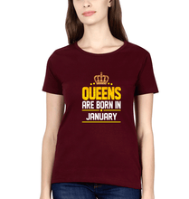 Load image into Gallery viewer, Queens Are Born In January T-Shirt for Women-Maroon-Ektarfa.online
