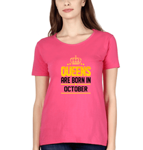 Load image into Gallery viewer, Queens Are Born In October T-Shirt for Women-Pink-Ektarfa.online
