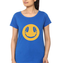 Load image into Gallery viewer, Emoji Headphone Music T-Shirt for Women-Royal Blue-Ektarfa.online
