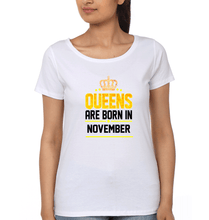 Load image into Gallery viewer, Queens Are Born In November T-Shirt for Women-White-Ektarfa.online
