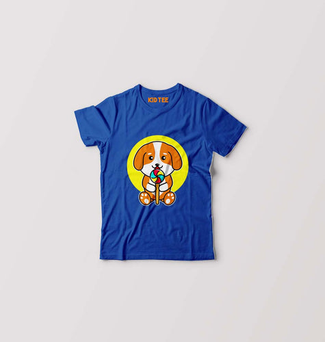Puppy Kids T-Shirt for Boy/Girl-Royal Blue-Ektarfa.online