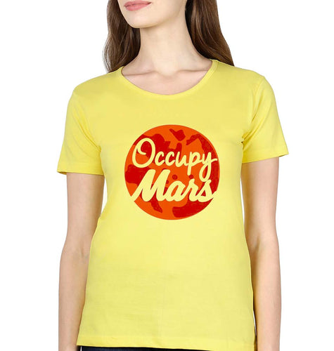 Occupy Mars Elon Musk T-Shirt for Women-Yellow-Ektarfa.online