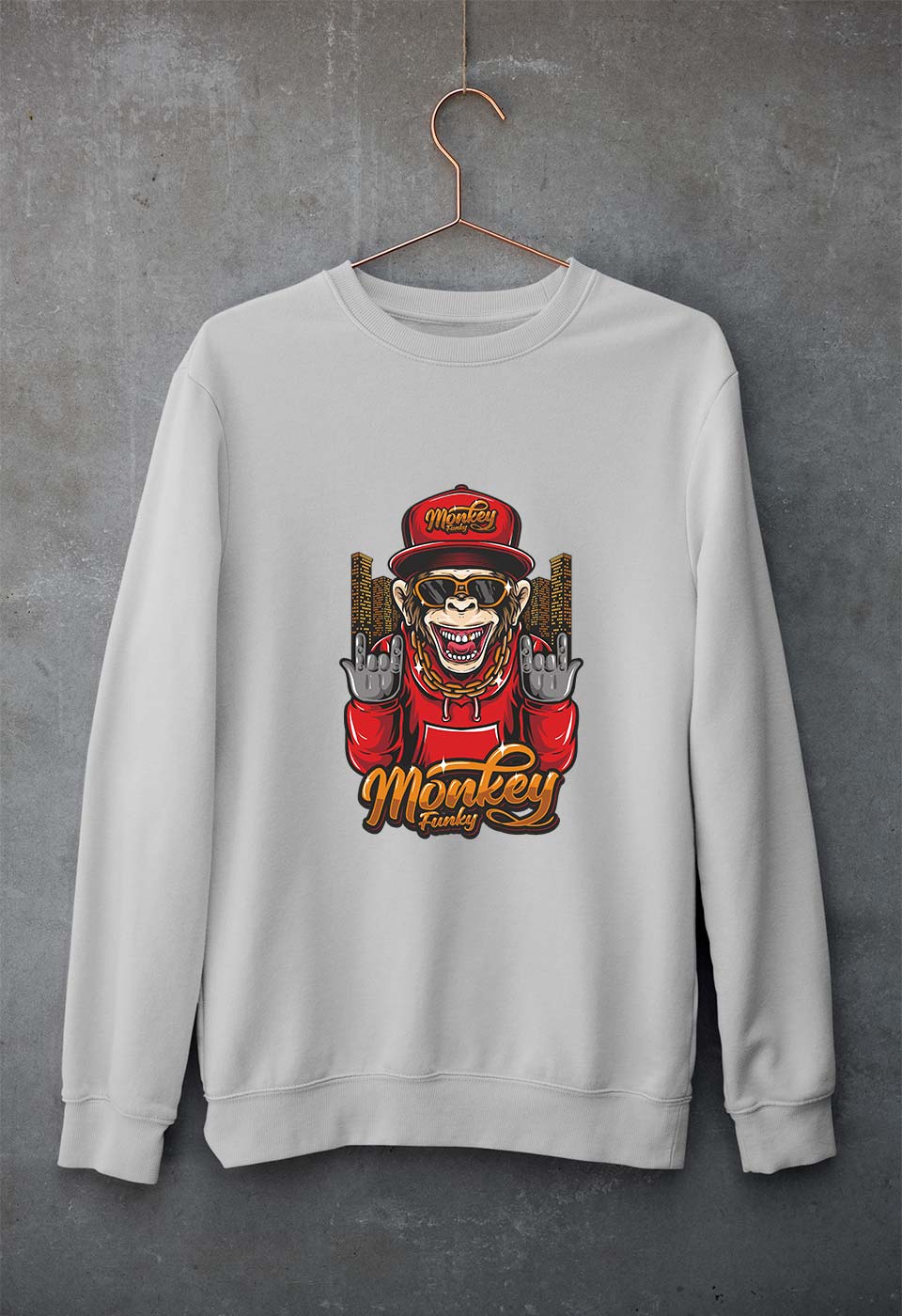 Hip Hop Monkey Unisex Sweatshirt for Men/Women-Grey Melange-Ektarfa.online