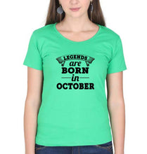 Load image into Gallery viewer, Legends are Born in October T-Shirt for Women-Flag Green-Ektarfa.online

